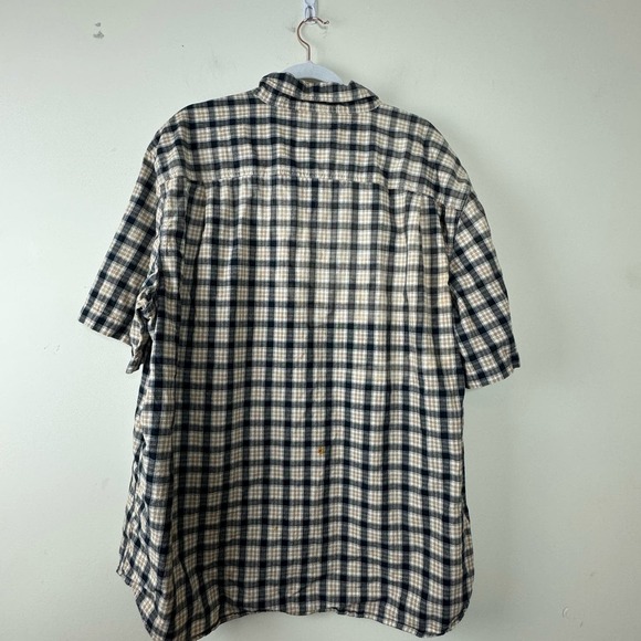 Carhartt Black Beige Plaid Short Sleeve Button Down Shirt Mens Size 2XL - Picture 2 of 4